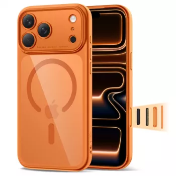 TECH-PROTECT MagPeak MagSafe tok iPhone 17 Pro Max készülékhez, Cosmic Orange/Clear