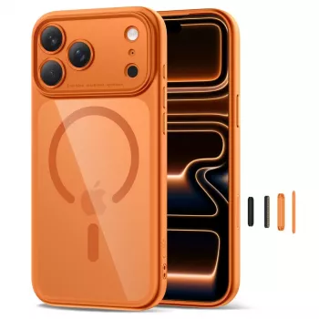 TECH-PROTECT MagPeak MagSafe tok iPhone 17 Pro Max készülékhez, Cosmic Orange/Clear