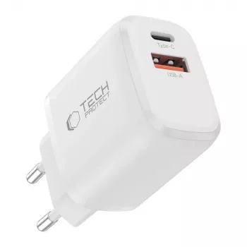 TECH-PROTECT NCA45W-GAN 2 portos hálózati töltő PD 45W / QC3.0 fehér
