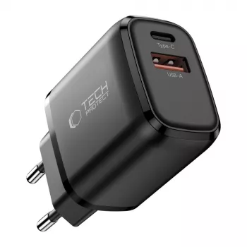 TECH-PROTECT NCA45W-GAN 2 portos hálózati töltő PD 45W / QC3.0 fekete