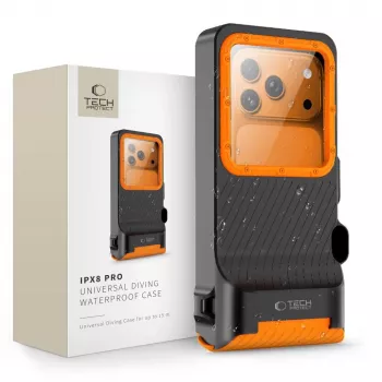 TECH-PROTECT IPX8 PRO univerzális búvár vízálló tok fekete/narancssárga