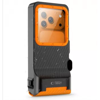 TECH-PROTECT IPX8 PRO univerzális búvár vízálló tok fekete/narancssárga