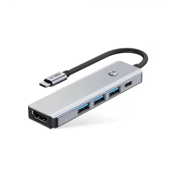 TECH-PROTECT HB01 hub adapter 5 az 1-ben Type-C + USB3.0 + HDMI 4K 60Hz + PD100W space grey