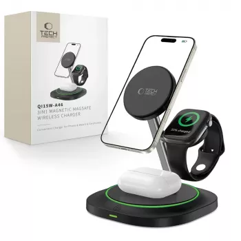 Tech-Protect QI15W-A46 3IN1 MagSafe Wireless Charging Station fekete