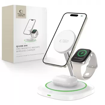 Tech-Protect QI15W-A46 3IN1 MagSafe Wireless Charging Station fehér