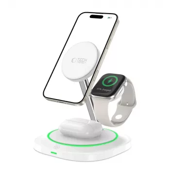 Tech-Protect QI15W-A46 3IN1 MagSafe Wireless Charging Station fehér
