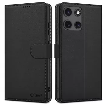 Tech-Protect pénztárcás tok Motorola Moto G15 / G15 Power készülékhez, matt fekete