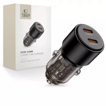 TECH-PROTECT CC03 2 portos autós töltő PD 100W, fekete