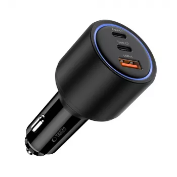 TECH-PROTECT CC04 3 portos autós töltő PD 130W, fekete