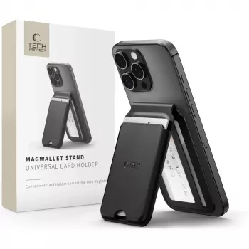 TECH-PROTECT MagWallet Stand MagSafe univerzális mágneses kártyatartó fekete