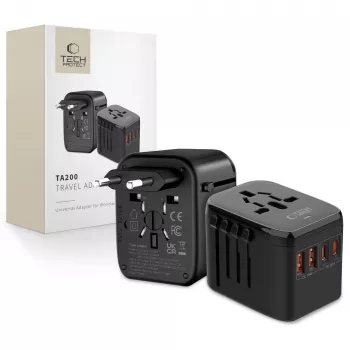 TECH-PROTECT TA200 utazási adapter EU / UK / US / AU fekete