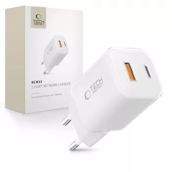 TECH-PROTECT NCM33 2 portos hálózati töltő PD 33W / QC3.0 fehér