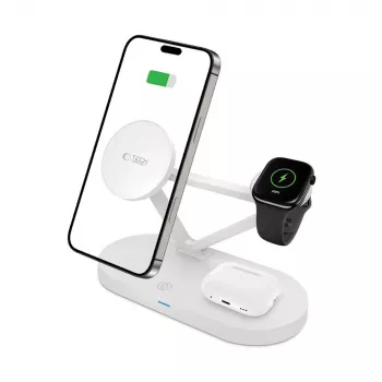 Tech-Protect QI15W-A41 3IN1 MagSafe vezeték nélküli töltőállomás fehér