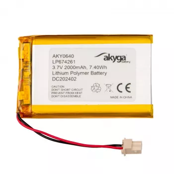 Akyga AKY0640 LP674261 Li-Po akkumulátor 3,7 V 2000 mAh, PCM, Molex 5264 2 pólusú, 50 mm