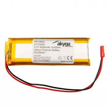 Akyga AKY0829 LP123497 Li-Po akkumulátor 3,7V 4500mAh PCM-mel JST 2.54 2 pólusú 150mm