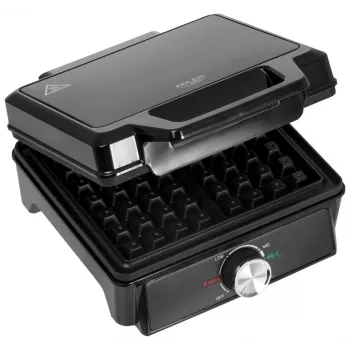 Adler AD 3088 gofrisütő 2 nagy gofrihoz, 1600 W (max. 2000 W), tapadásmentes lapok, állítható hőmérséklet, fekete (AD 3088)