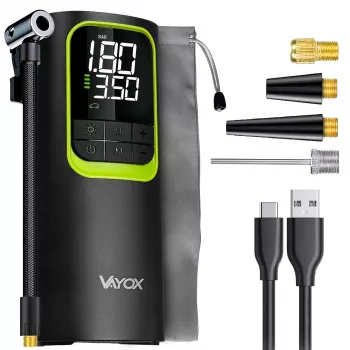 VAYOX VA0410 újratölthető légszivattyú 8000mAh 19mm henger powerbank funkcióval