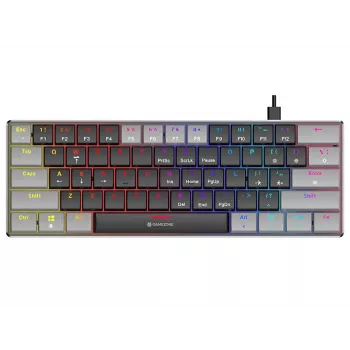 Tracer GameZone Keylo 61 vezetékes mechanikus gamer billentyűzet, 60% elrendezés, Outemu Red kapcsolók, RGB háttérvilágítás, grafit