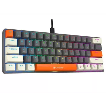 Tracer GameZone Claws 61 vezetékes mechanikus gamer billentyűzet, 60% elrendezés, kék kapcsolók, RGB háttérvilágítás, szürke