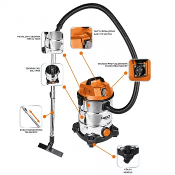 NEO TOOLS porszívó 1400W, 30L