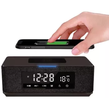 Platinet PMGQ15B - 10W vezeték nélküli hordozható sztereó hangszóró - fekete - LCD-kijelző