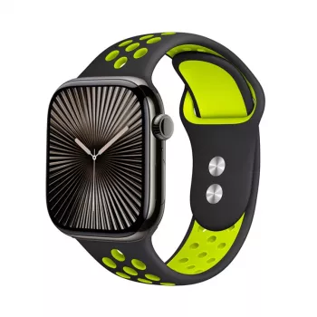 Crong Duo Sport szíj Apple Watch 38/40/41/42 mm-hez (fekete/lime zöld)