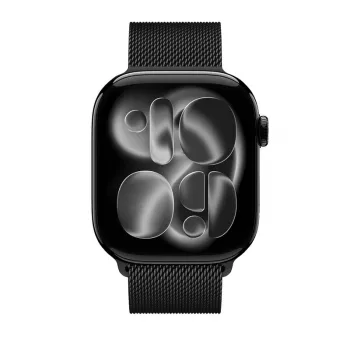 Crong Milano Steel nemesacél Milanese Loop szíj Apple Watch 38/40/41/42 mm-hez (fekete)