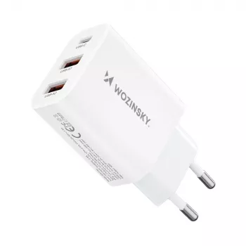 Wozinsky CWCUCW 30W USB-C / 2 x USB-A fali töltő - fehér