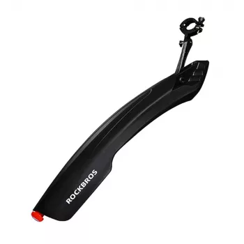 ROCKBROS DNB8001BK hátsó kerékpár sárvédő piros LED-lámpával - fekete