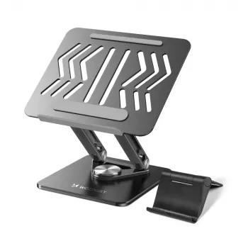 Wozinsky 360° laptopállvány fekete telefontartóval