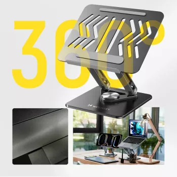 Wozinsky 360° laptopállvány fekete telefontartóval