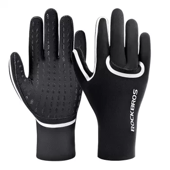 ROCKBROS teljes ujjas vízálló kerékpáros kesztyű, L/XL, fekete