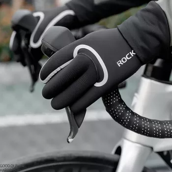 ROCKBROS teljes ujjas vízálló kerékpáros kesztyű, L/XL, fekete