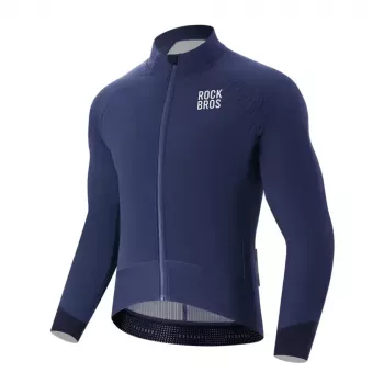 ROCKBROS YDWT014 kétrétegű téli kerékpáros dzseki, termikus fleece, szélálló, vízlepergető, kék, M méret