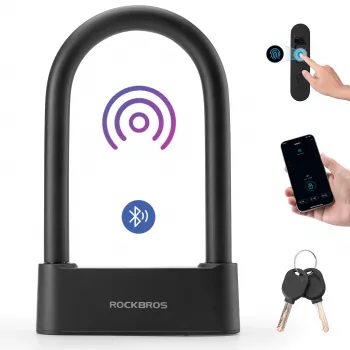 Rockbros SMART ujjlenyomatos és Bluetooth kerékpáros kábeles zár 100 cm fekete