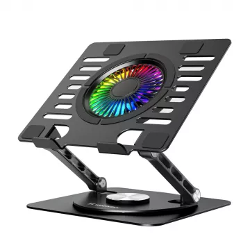 Wozinsky WDCX-X16-AS CoolBase RGB laptop- és tablet-hűtőállvány 360°-os forgatással – fekete