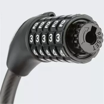 ROCKBROS RKS531 5 jegyű számkombinációs kábeles zár LED-del, 180 cm, fekete