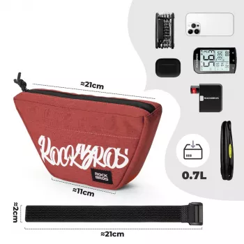 Rockbros G011 Flash Journey Handlebar Bag – Trapezoidal, Red