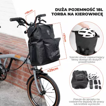 Rockbros AS-158 első táska Brompton összecsukható kerékpárhoz - fekete
