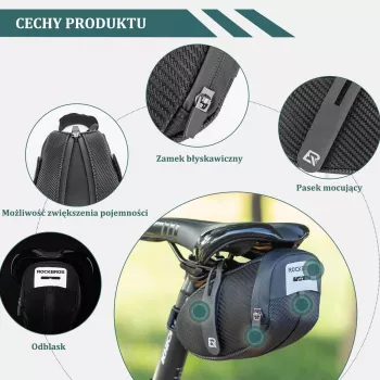 Rockbros B74 nyeregtáska, 0,75 L, fekete