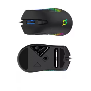 AQIRYS Phoenix vezetékes RGB gamer egér, 12000 DPI, fekete