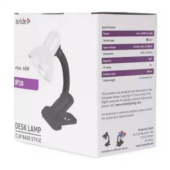 Avide Basic Clipbar Max 60W csíptetős asztali lámpa fekete