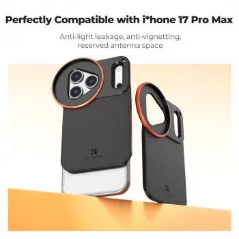 KF Protective Photography Case 58 mm-es objektívtartóval Apple iPhone 17 Pro Max-hoz - fekete