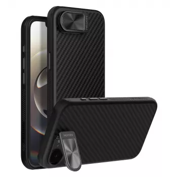 Nillkin CarboProp mágneses tok kamerafedéllel és kitámasztóval iPhone 16e / 17e készülékhez - fekete