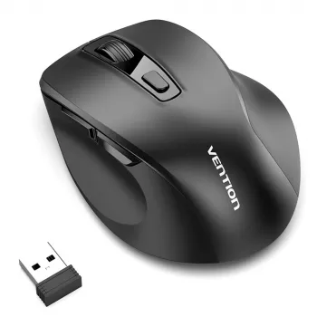 Vention KTMB0 Dual-Mode 2.4GHz + Bluetooth 5.1 vezeték nélküli optikai egér, 6 gomb, 800-2400 DPI, fekete