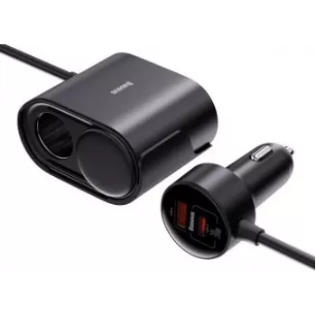 Baseus 1for2 autós töltő 30W fekete