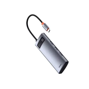 Baseus Metal Gleam 7 az 1-ben USB-C hub HDMI 4K 60Hz 3x USB 3.0 USB-C PD SD microSD szürke
