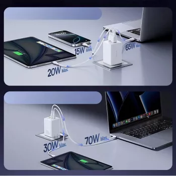 Baseus EnerFill FE11 2 x USB-C / USB-A 100W – fehér