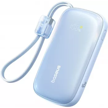 Baseus EnerFill FC21 Qpow 3 Ultra 10000mAh 45W power bank kivehető USB-C/Lightning kábellel – kék