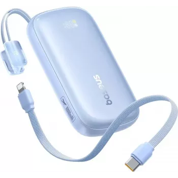 Baseus EnerFill FC21 Qpow 3 Ultra 10000mAh 45W power bank kivehető USB-C/Lightning kábellel – kék